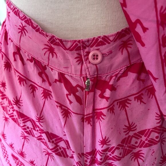 Vintage Java Wraps Pink Batik Sleeveless Romper with Bow - Medium - Picture 7 of 10